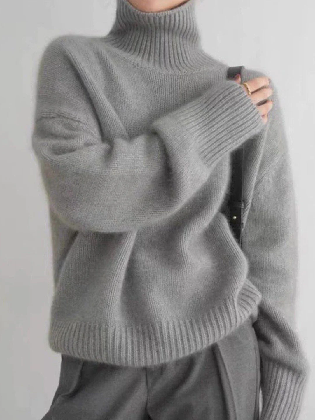 Women's Loose High Neck Knit Sweater Fall