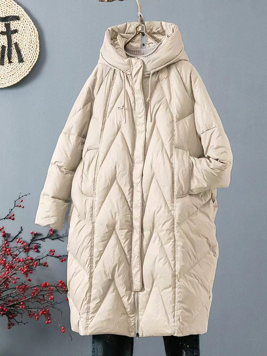 Loose Thickened Hooded Long Down Coat