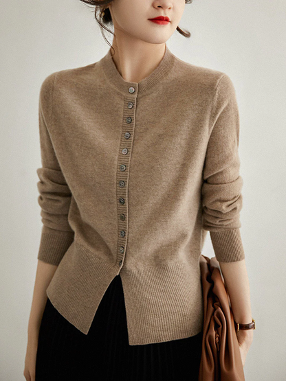 Women's Knitted Cardigan with Slit