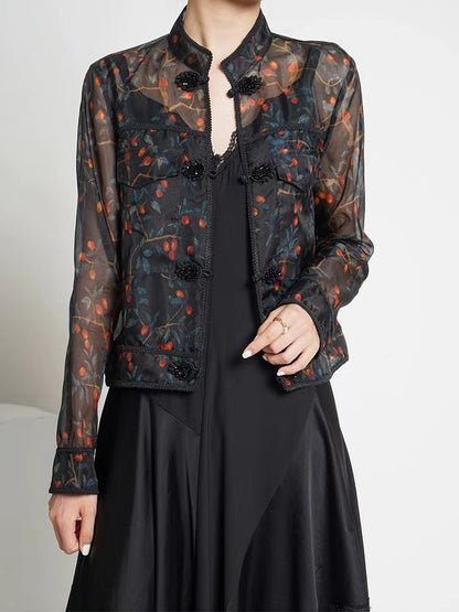 Elegant Organza Silk Short Jacket Top