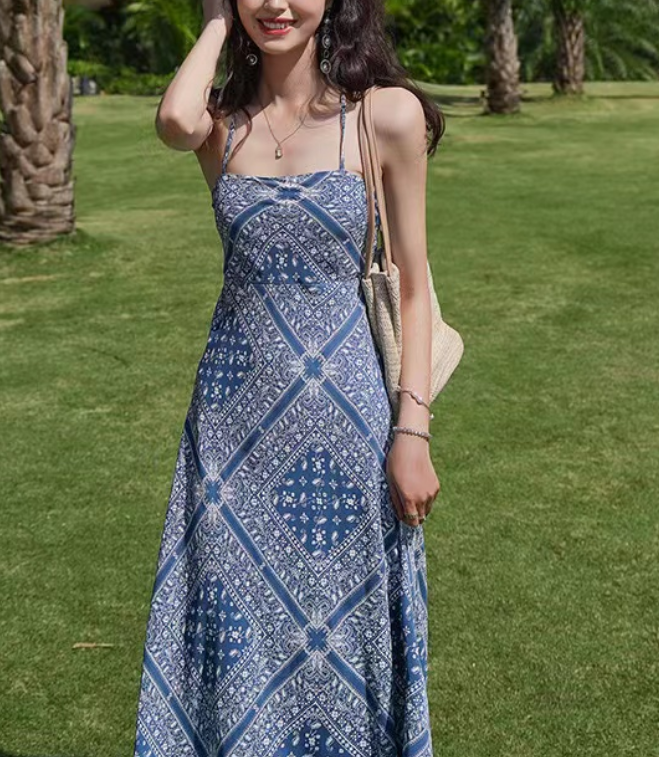 Elegant Printed Beach Halter Long Dresses