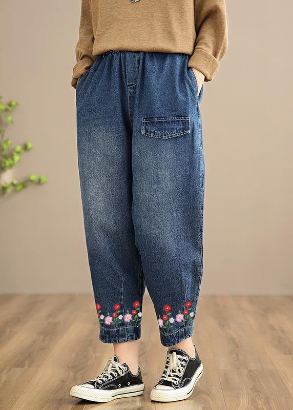 Casual Blue Stretch Nostalgia Denim Trousers