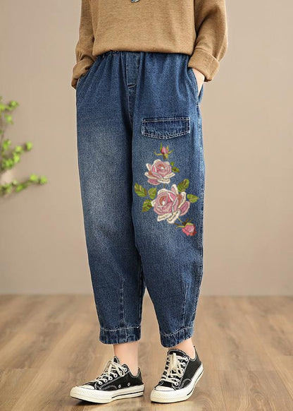 Casual Blue Stretch Nostalgia Denim Trousers