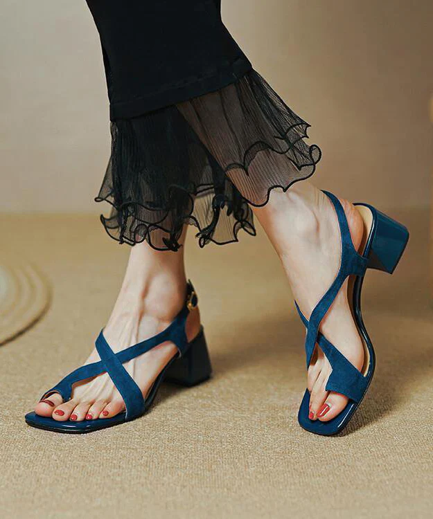 Cross Strap Patchwork Thick Leather Sandals