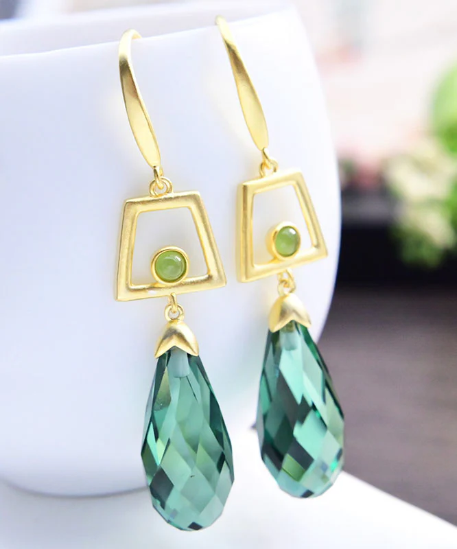 Women's Green Gold and Jade Earrings