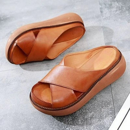 Vintage Thick Sole Cross Cross Sandals