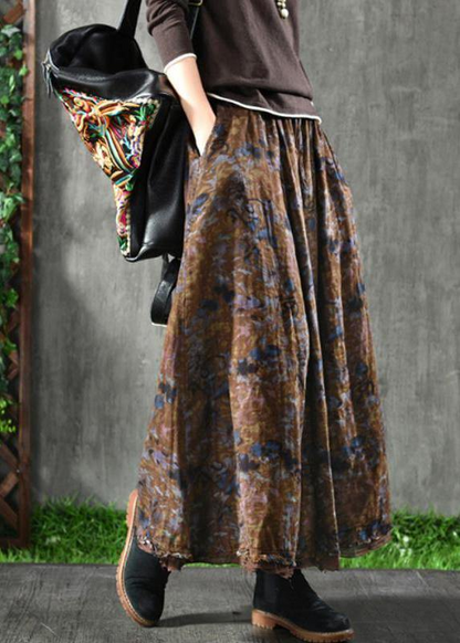 Women's Velvet Floral Long Skirt