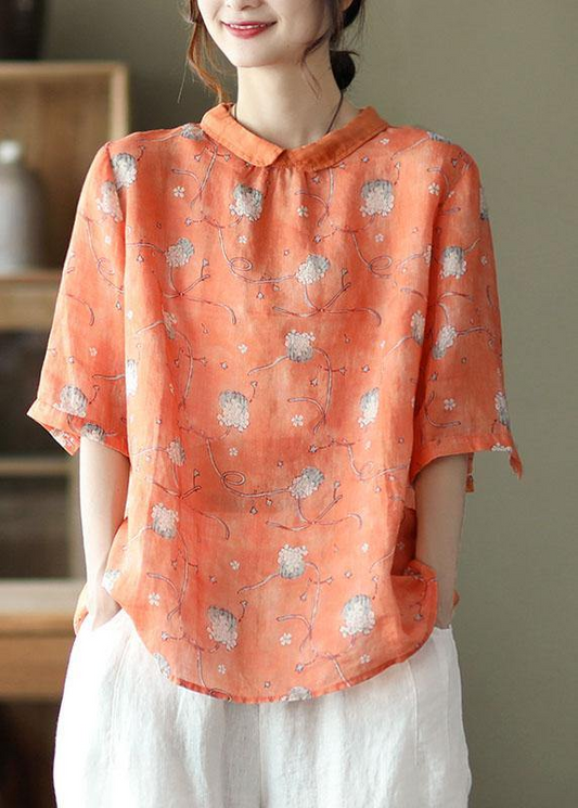 Vintage Printed Thin Shirt Lapel Pullover