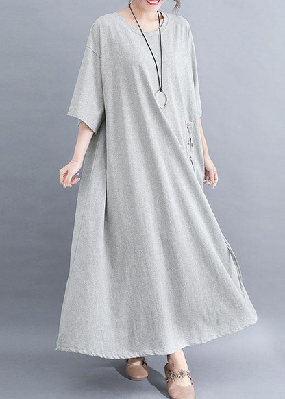 Women's Plus Size o Neck Gray Half Sleeve Dress Summer