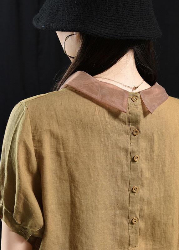 Cotton linen large size short sleeve shirt