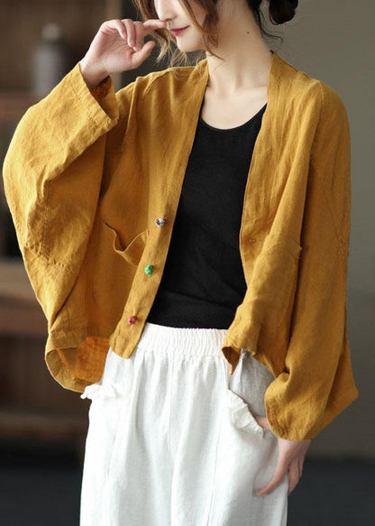 Cotton Batwing Sleeve Pocket Jacket Short Style