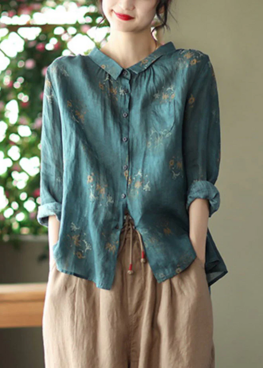 Vintage Printed Cardigan Shirt Long Sleeve