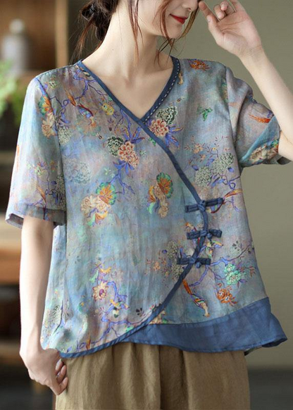 Printed Cotton Linen Shirt