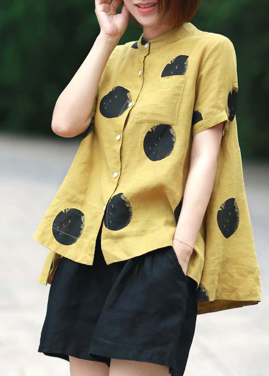 Polka Dot Colored Linen Shirt