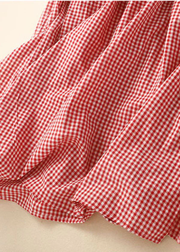 Chic Side Open Pockets Plaid Linen Extra Long Dress Sleeveless