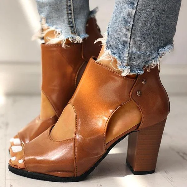 Fashion Open Toe Cutout Ankle Boots