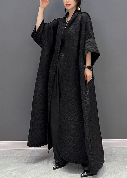 Women's Large Pocket Jacquard Silk Trench Coat