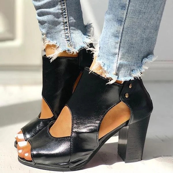 Fashion Open Toe Cutout Ankle Boots