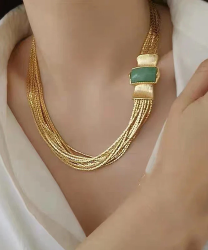 Golden Jade Collar Necklace