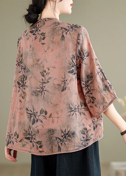 Women's Plus Size Printed Button Down Shirt Spring