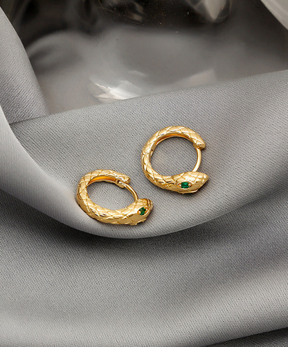 Women's Golden Snake Metal Copper Hoop Earrings