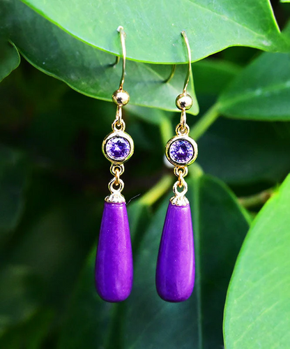 Elegant Mica Crystal Dangle Earrings in 14K Gold