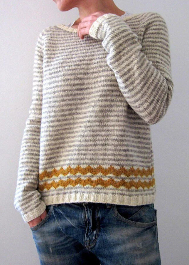 Striped O-neck cosy knit jumper