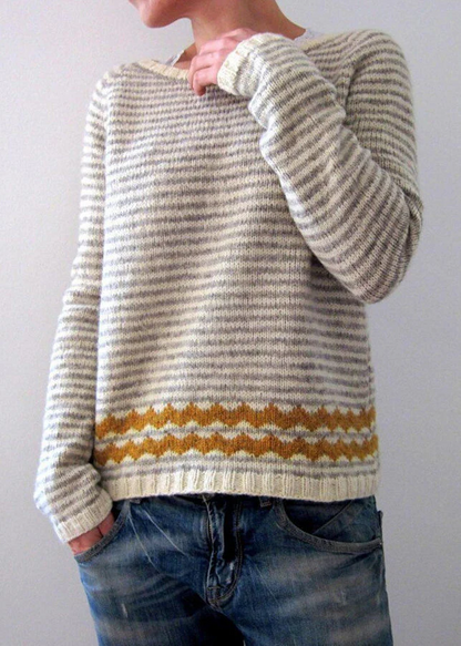 Striped O-neck cosy knit jumper