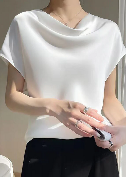 Solid Color Turtleneck Silk T-Shirt Shirt