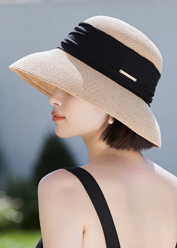 Bohemian Beige Large Brim Straw Sun Protection Soft Sun Hat