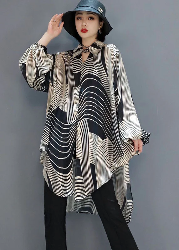 French Stripe Asymmetric Shirt Top