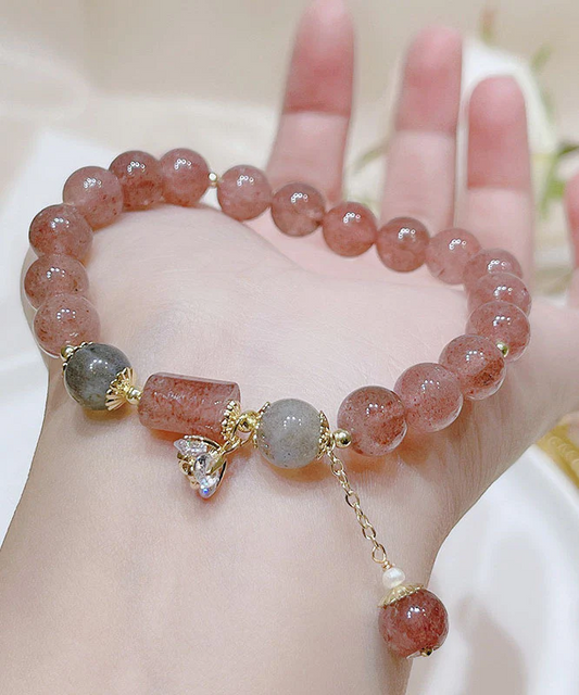 Natural Crystal Beaded Charm Bracelet