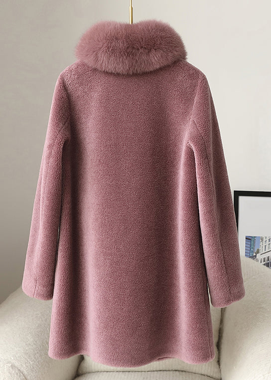 Women's Purple Hair Collar Button Coat