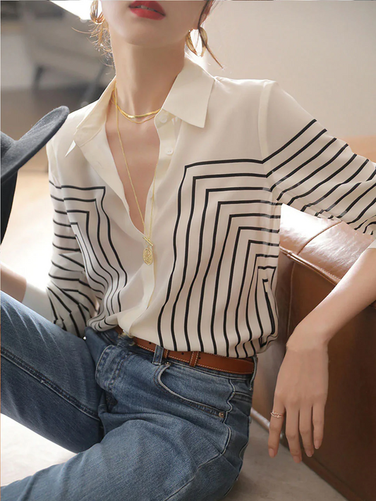 Women's Elegant Loose Striped Shirt