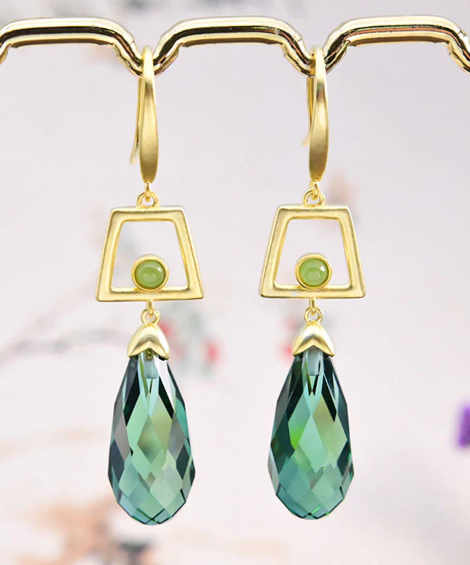 Women's Green Gold and Jade Earrings