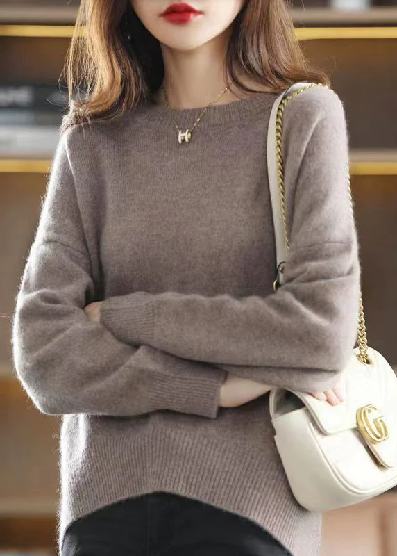 Casual O-Neck Thick Patchwork Knit Sweater Top