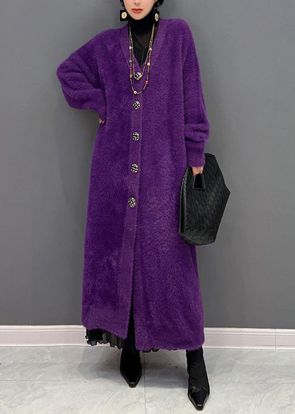 Elegant oversized thick mink fur long cardigan jacket