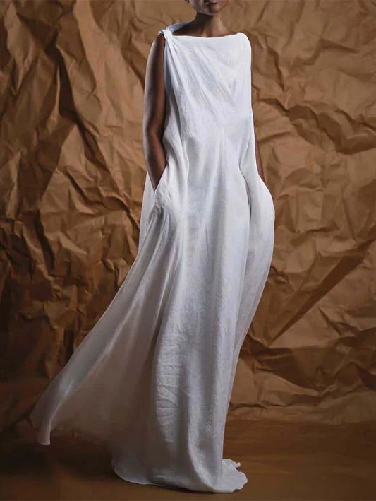 Elegant white wrap long maxi dress