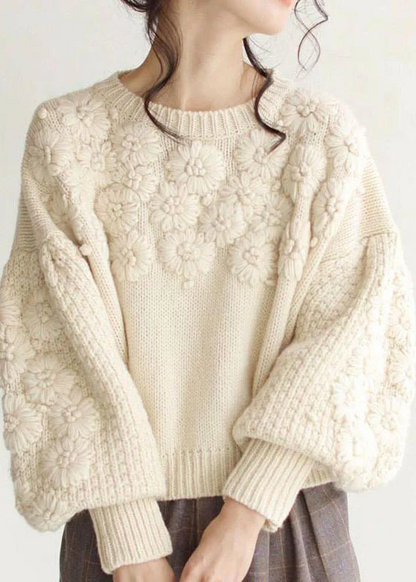 Women's Chunky Warm Embroidered Knit Sweater