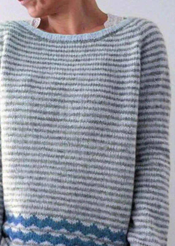 Striped O-neck cosy knit jumper