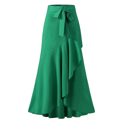 Women's High-Waisted Ruffled Asymmetrical Half-Body Skirt