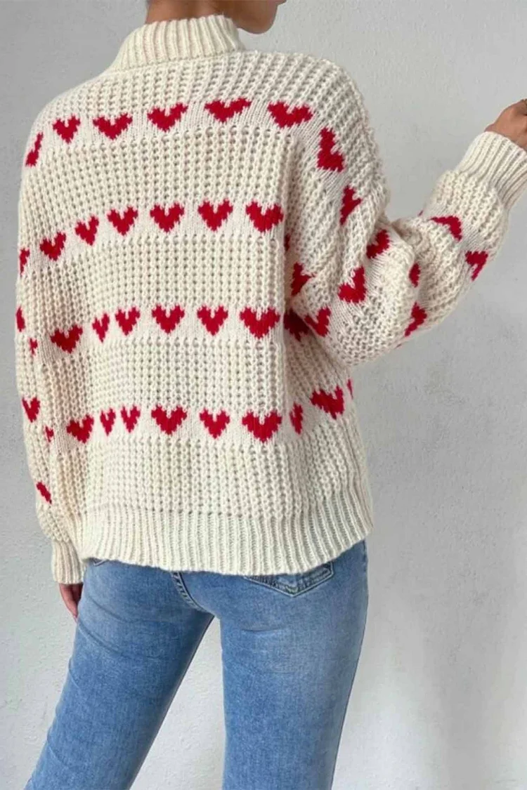 Loose Heart Jacquard Knit Sweater