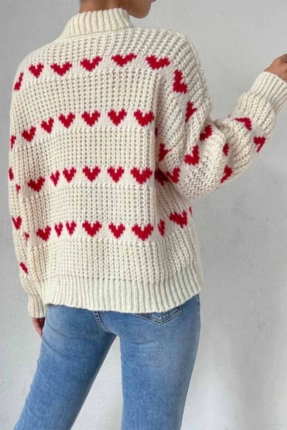 Loose Heart Jacquard Knit Sweater