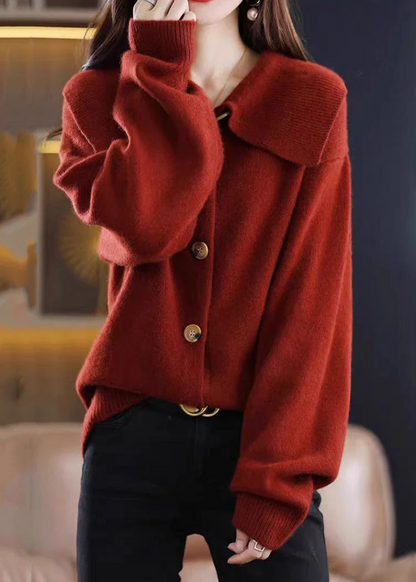 Elegant Peter Pan Collar Buttoned Solid Colour Cardigan Jacket