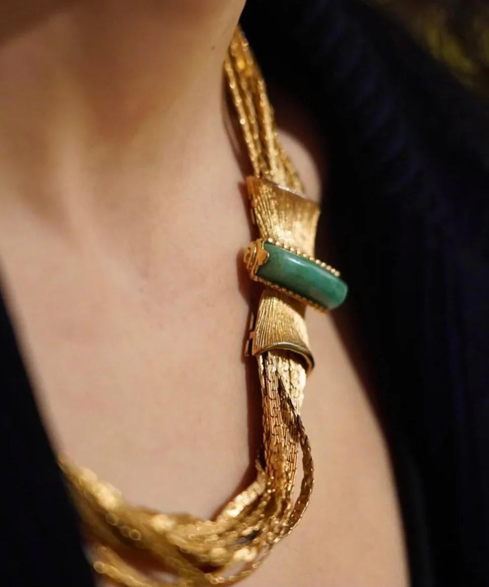 Golden Jade Collar Necklace