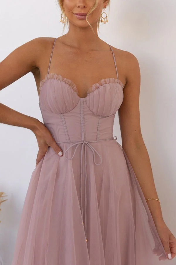 Chiffon Halter Party Extra Long Dress