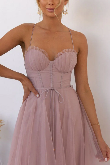 Chiffon Halter Party Extra Long Dress