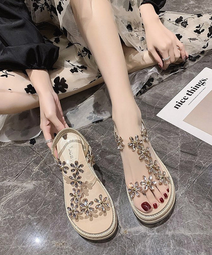 Stone Flower Patchwork Thick Bottom Flat Sandal