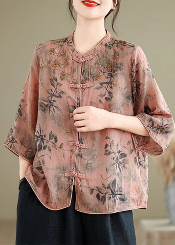 Women's Plus Size Printed Button Down Shirt Spring