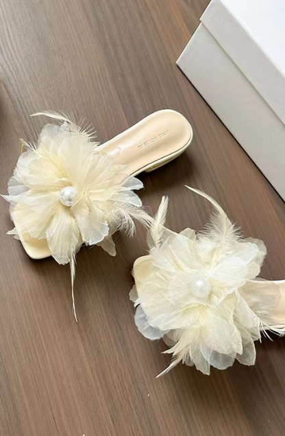 Fashion Slippers Floral Pearl Decoration Summer